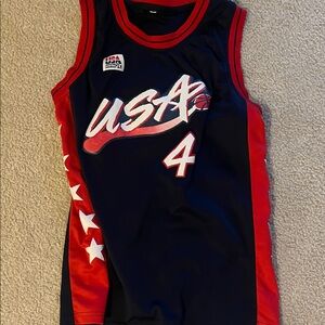 USA Themed Kids Basketball Jersey - Red and Blue